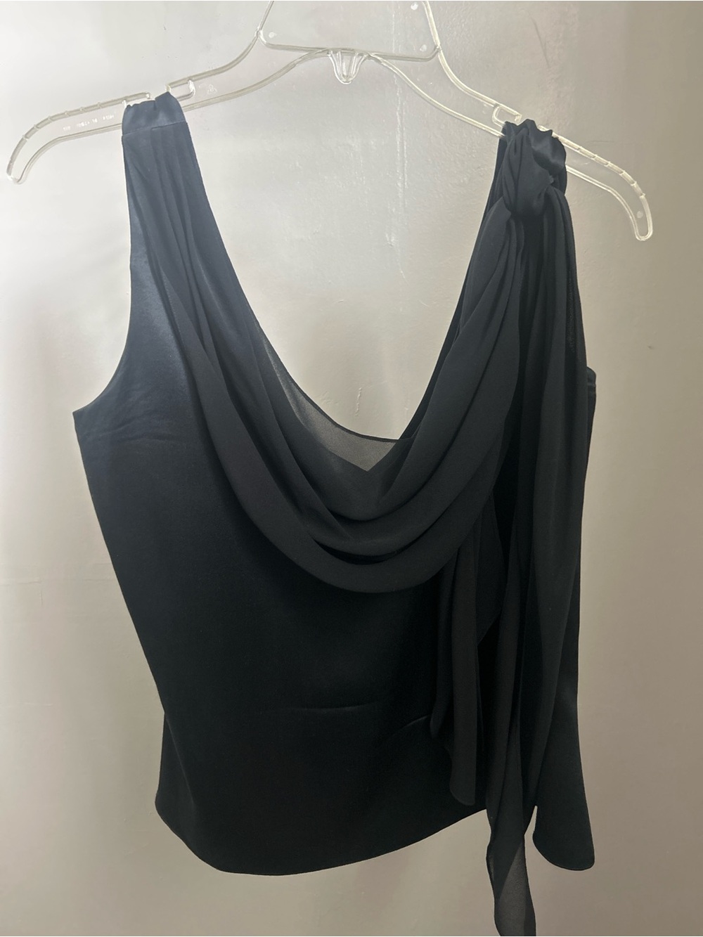 Lauren Ralph Lauren Black Draped One-Shoulder Tank Top